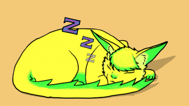 image of a bright yellow fennec fox sleeping